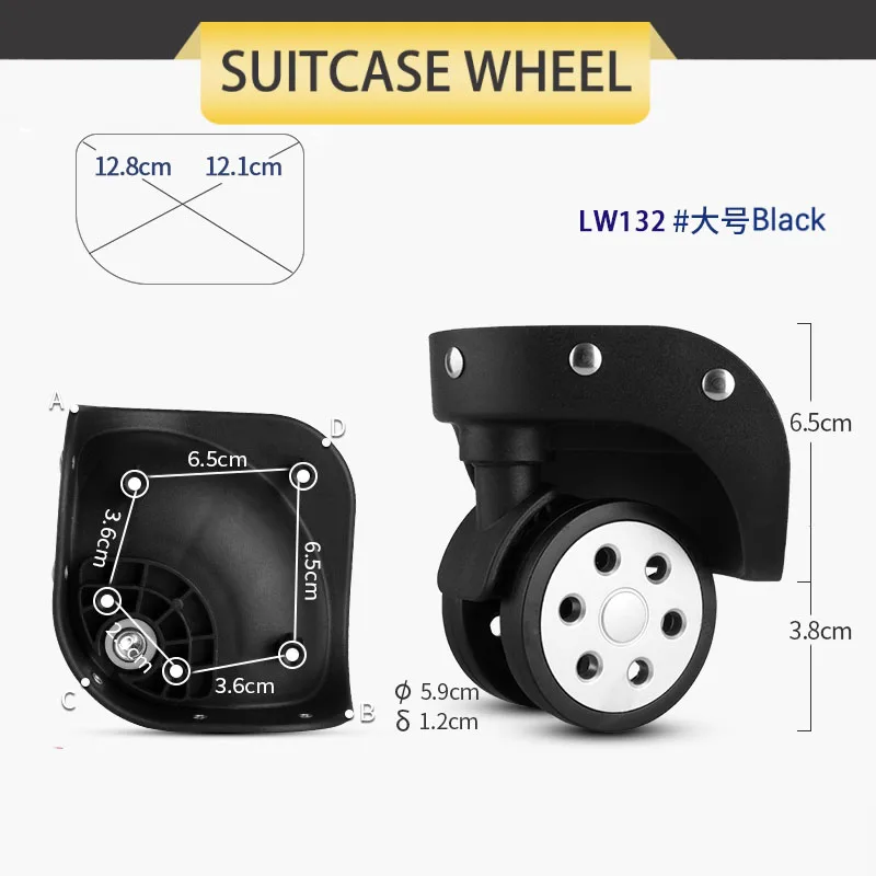 Choque-absorvente roda para Trolley bagagem, roda universal, senha mala, acessórios de bagagem