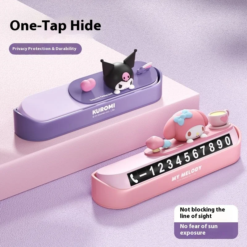 

Hello Kitty автомобильная карта с номером телефона, скрытый креативный аксессуар для салона автомобиля с 6 комплектами номера, временный номерной знак для парковки