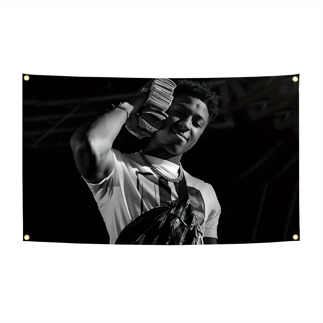 Hip Hop Music Artist Tapestry Street Style Wall Hanging Urban Art Decor Black and White Concert Room Art without flagpole