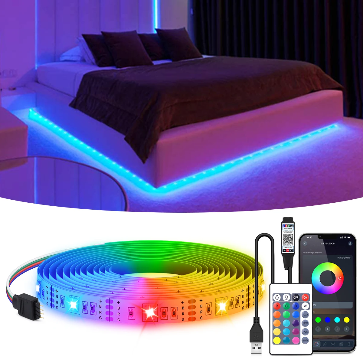 

Светодиодная лента 5050 RGB для подсветки телевизора, 30 светодиодов/м