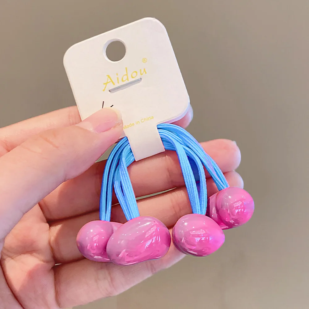 Creative Cute Hair Beads Elastic Colorful Loveheart Hair Ties Double Decorative Ponytail Hair Rope Girl Gifts Hair Decoration