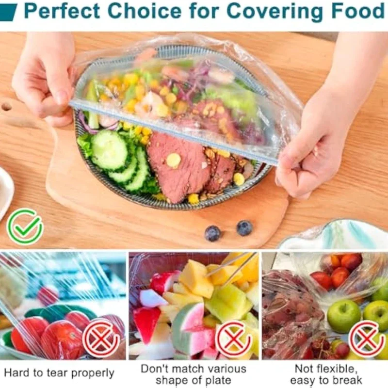 تغليف نضارة الطعام المرنة - قابل للتمدد، غطاء أطباق شفاف، للمطبخ، المنزل، المطعم، النزهة، مقاوم للغبار، قابل لإعادة الاستخدام #3