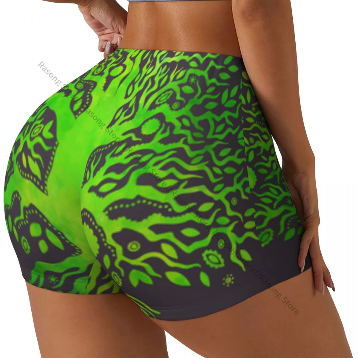Yoga-Shorts, Aquarell, ethnischer Baum des Lebens, Damen, Biker, eng, elastisch, Workout, Sport, Leggings, Sportbekleidung