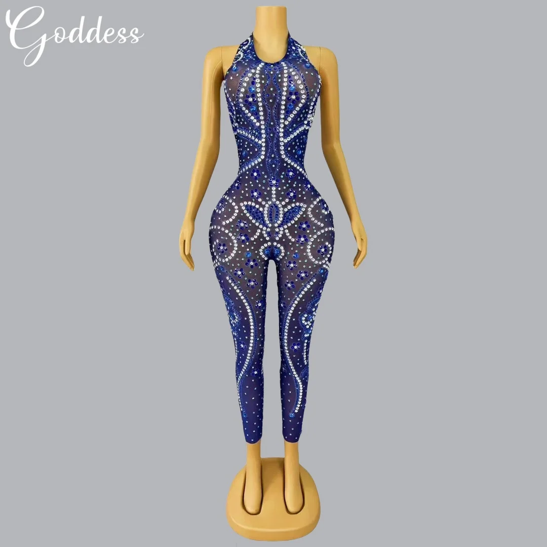 High-end Nightclub Sparkling Rhinestone Stage Performance Bar Banquet Stage Fancy Jumpsuit Birthday Dinner Party Sexy Jumpsuit