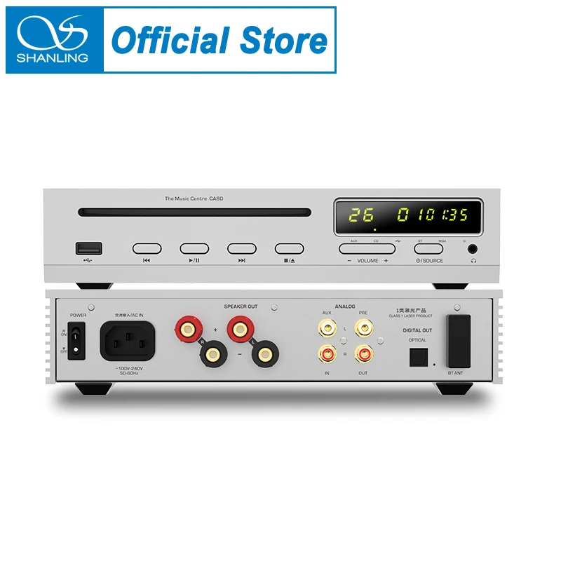 

SHANLING CA80 MQA CD Player Phillips Drive Sanyo HD860 Laser ES9219MQ DAC RT6863 LTA8092 AMP chip Hi-RES Audio Bluetooth Input