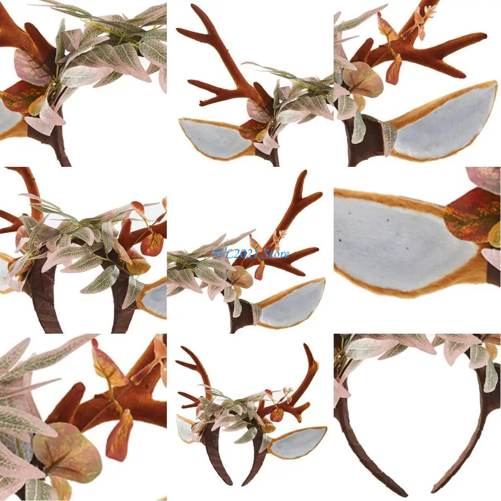 

G5GC Повязка на голову с лесным оленем Повязка на голову с рогами оленя Повязка на голову с рогами оленя на Хэллоуин Повязка на