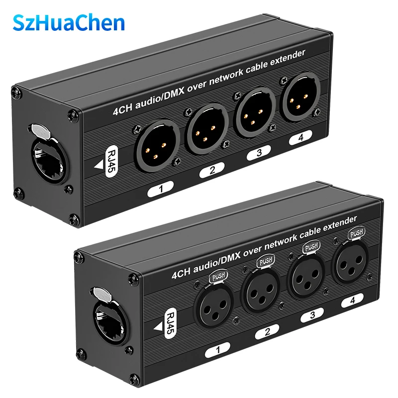 4 Channel XLR to RJ45 Ethernet Extender Premium STP Cat5 Cat6 for Live Stage Sound Lighting Audio Equipment Recording Gear