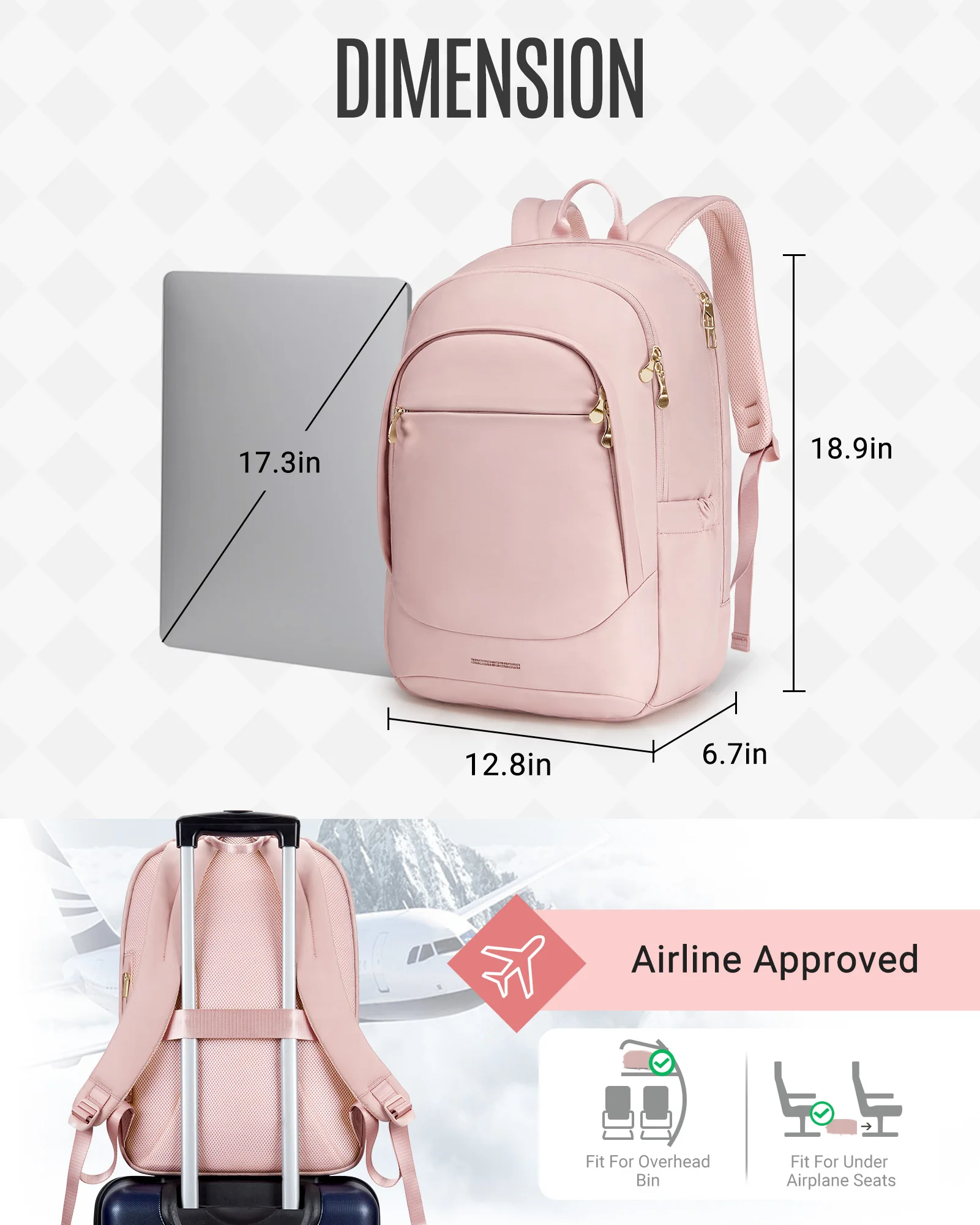 LIGHT FLIGHT 17.3 Inch Laptop Backpack Anti-Theft Laptop Bag with USB Charging Hole Waterproof Women\'s Travel Bag College Bag