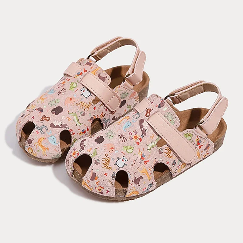 

Summer Children's Sandals Retro Soft Bottom Baby Boys and Girls' Casual Sandals Cartoon Printed Kid's Beach Shoes