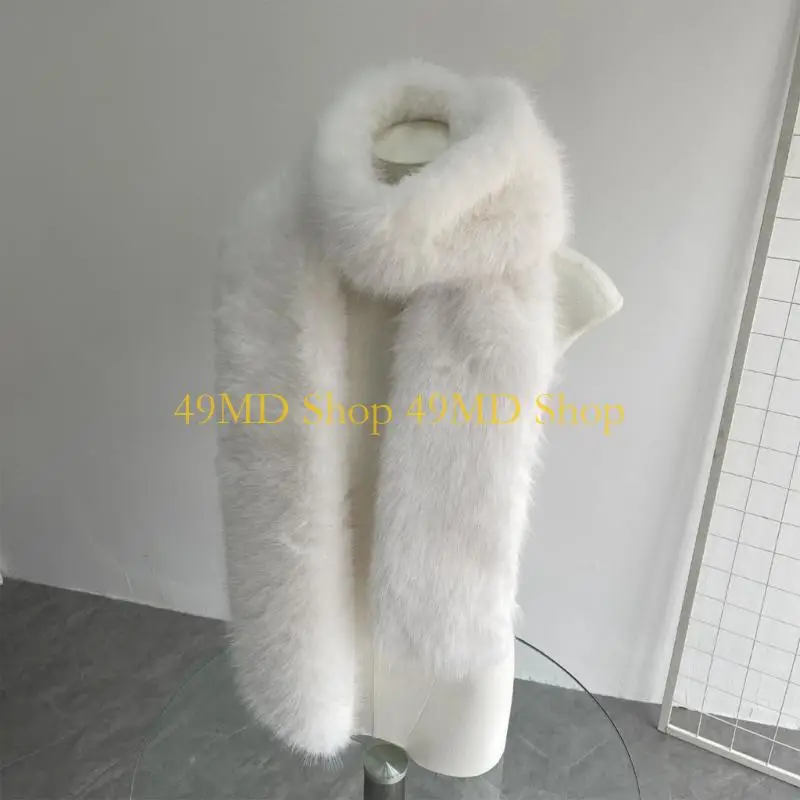 49MD Stylish Leopard Print Plush Scarf Skin Friendly Winter Neck Accessory For Lady Women Cold Weather Fashion Muffler