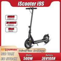 iScooter i9s Electric Scooter 10inch 500W 36V 10AH Electric Scooter 35km/h Foldable Scooter Electric Adult E-Scooters 30km Range