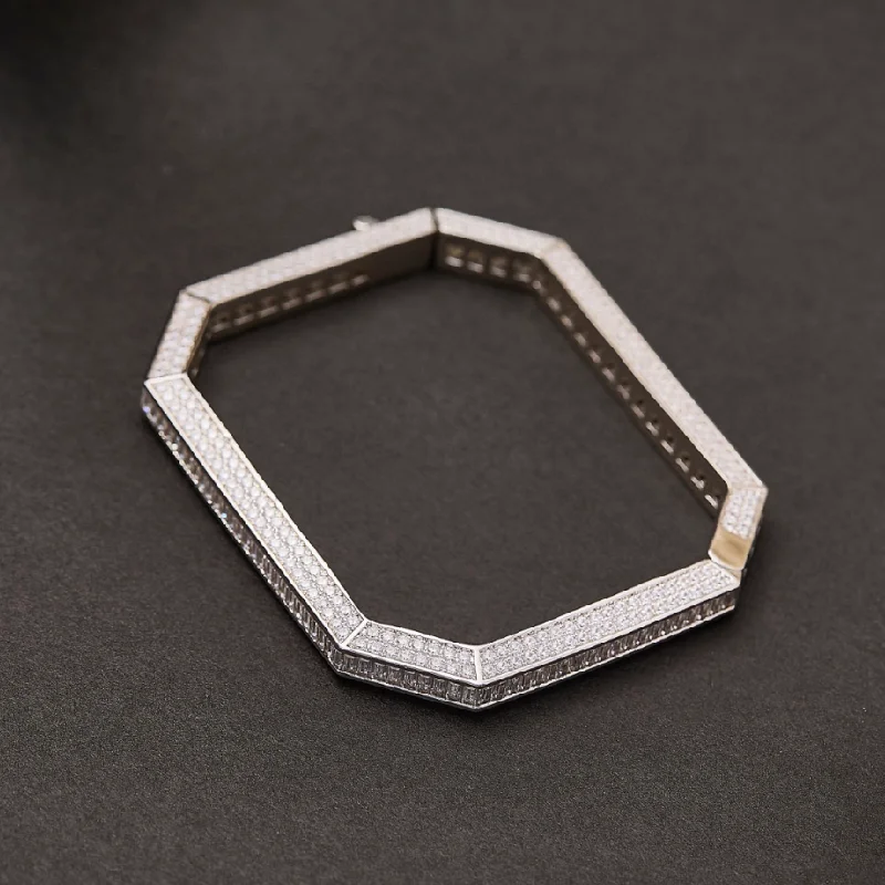 Designer Collection Style Bracelet Women Lady Row Inlay Square Cubic Zircon Plated Gold Color Dinner Party Octagon Bangle