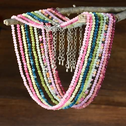 Boho Natural Stone Necklace 3mm Peridot Cherry Quartz Sweet Romantic Women's Beach Handmade Jewelry