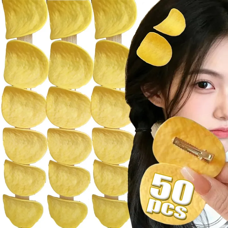 Pinces à cheveux créatives et amusantes en forme de croustilles de pommes de terre, imitation de snacks, style bec de canard, accessoires de coiffure mignons et originaux pour fêtes DIY