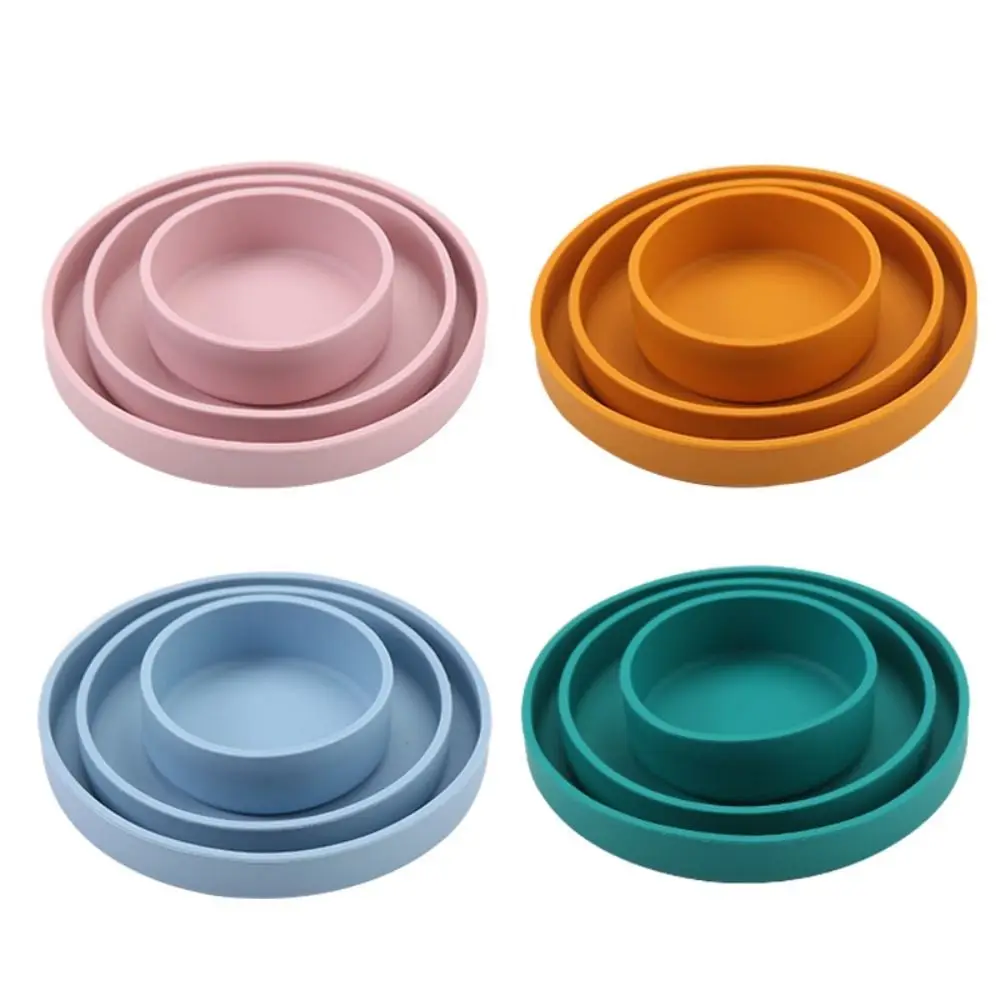 3Pcs Bakeware Nordic Style Dinner Plate Set Round Food Grade Feeding Dishes Non-stick Silicone Pastry Molds Outdoor