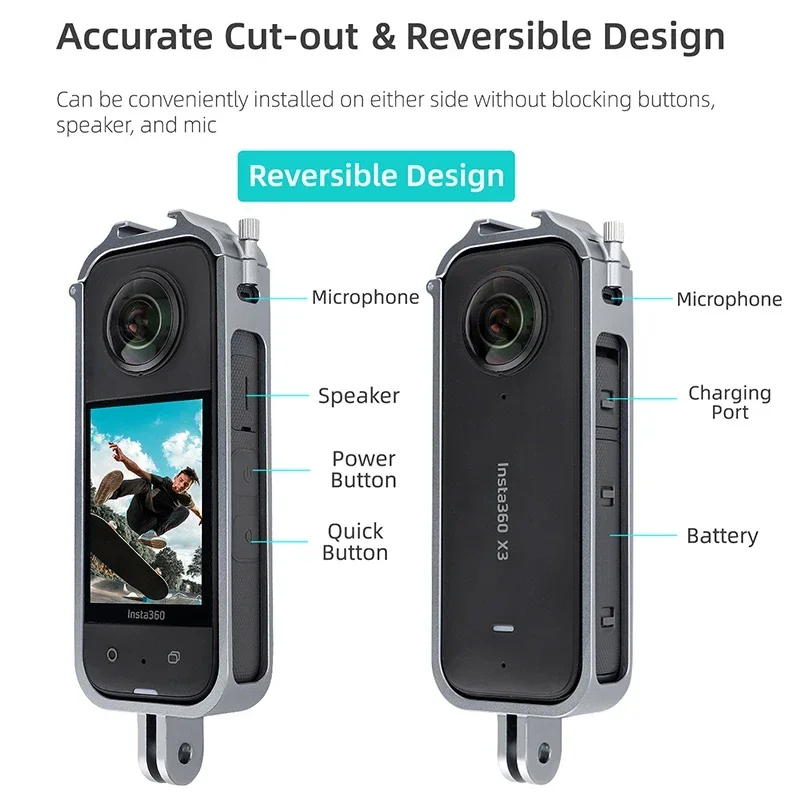 Quadro de proteção de liga de alumínio botas frias expandir borda capa protetora para insta360 um x3 acessórios de câmera panorâmica