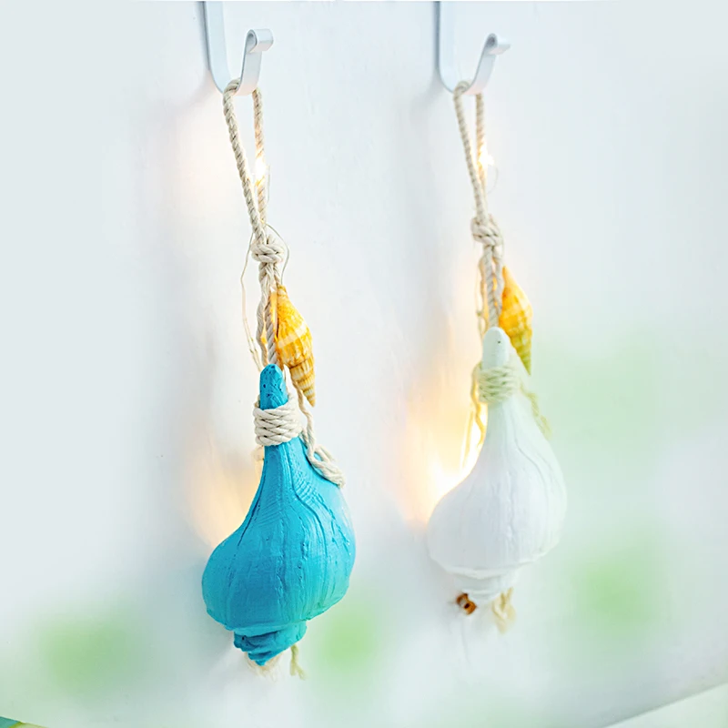 

Mediterranean resin simulation conch pendant marine LED snail scenery holiday gift children's room shop decoration