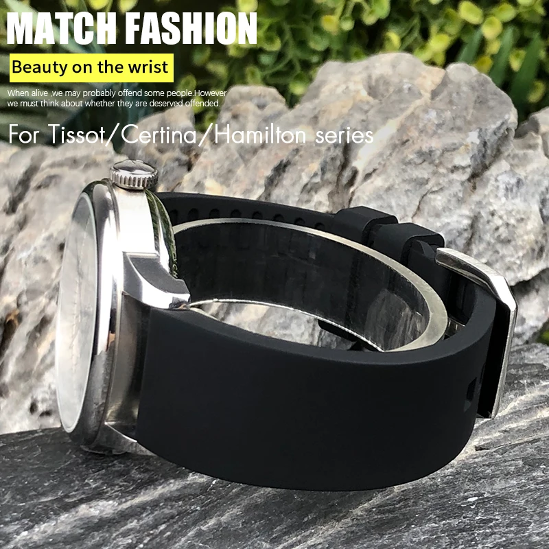 Quick Release Soft Rubber Silicone Watchband 19mm 20mm 21mm 22mm Watch Strap for Tissot T006 1853 Certina DS Hamilton KHAKI NAVY