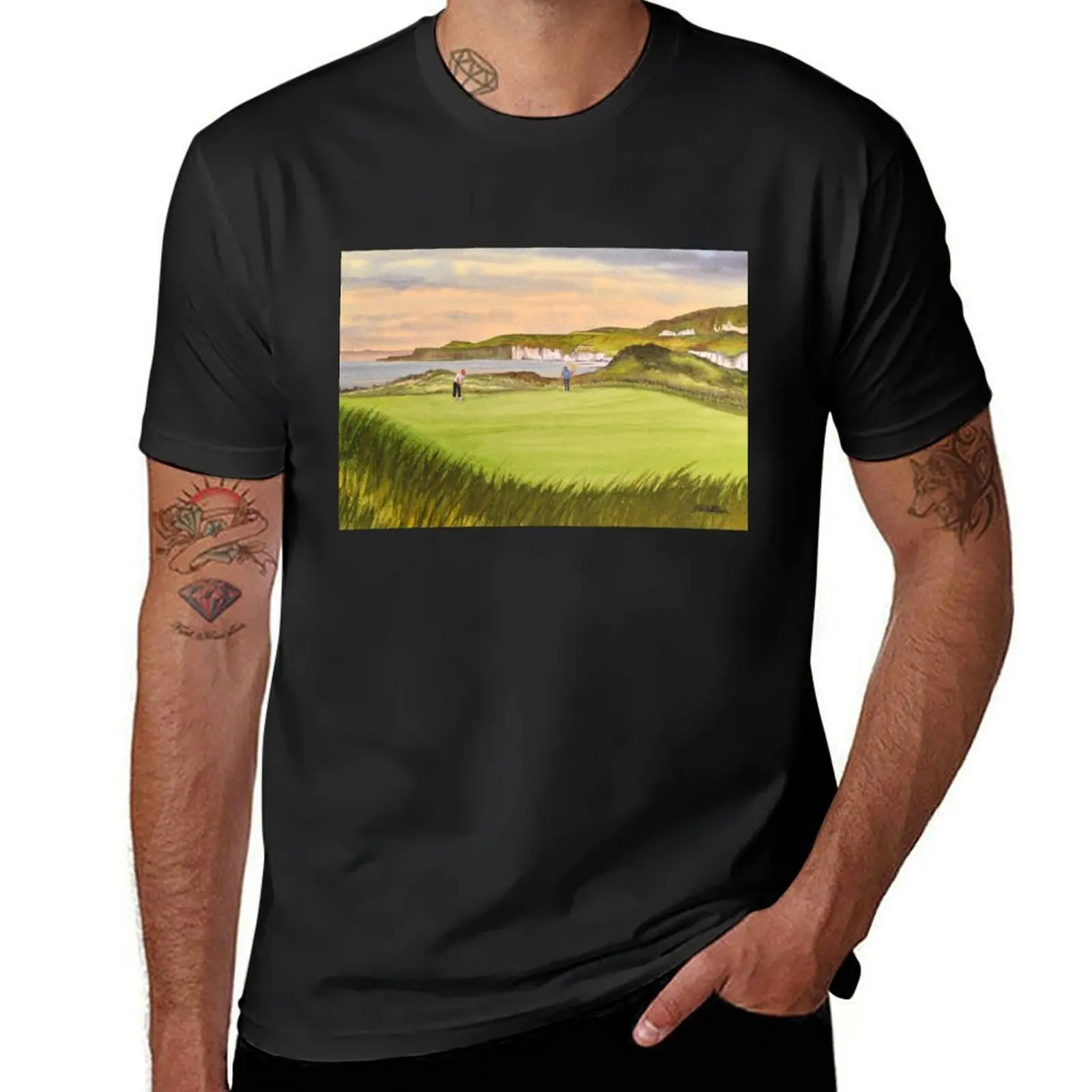 Royal Portrush Golf Course 5th Hole T-Shirt sublime summer top men clothes