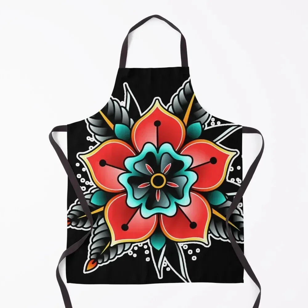 

Traditional Flower Tattoo Apron Cooking Kitchen Kawaii Accessories innovative kitchen and home items Art Apron