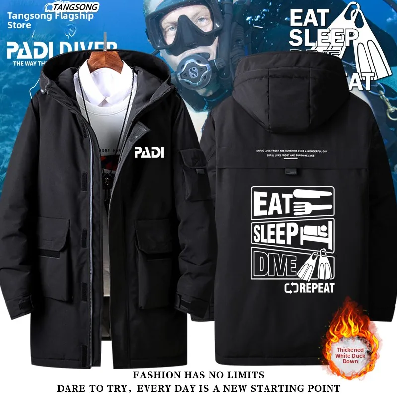 

CMAS World Diving Instructor down Jaet Men's Women's Loose Fit Autumn Winter Coat Padded Warmth Polyester Fiber Hooded