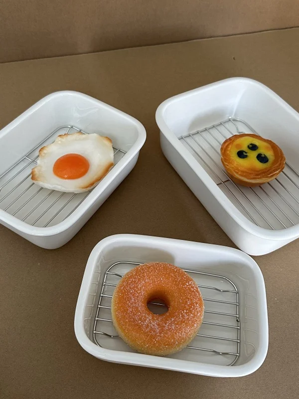 

Boang Cerc Baking Tray Microwave Oil Drain Di Cheese Fried Rice Di White Plate Net Frame Home Use Simple Sle Cloud...