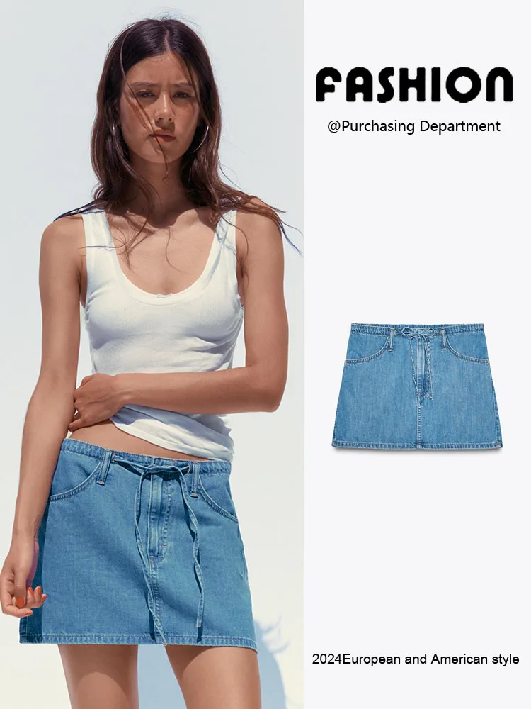 

New Summer Women's Versatile Simple Mid-Waist Denim Skirt f-length Skirt 872709 400 Faionable Ethnic Women's Clothing