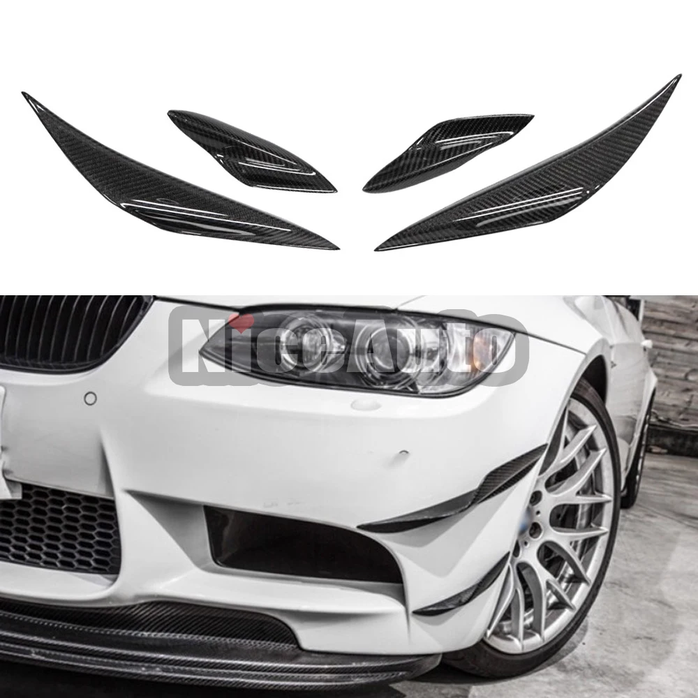 4 шт., передний бампер из настоящего углеродного волокна, боковые канавки, сплиттер, спойлер для BMW 3 серии E90 E92 E93 M3 2009-2012, Стайлинг автомобиля 4 шт., передний бампер из настоящего углеродного волокна, боковые канавки, сплиттер, спойлер для BMW 3 серии E90 E92 E93 M3 2009-2012, Стайлинг автомобиля