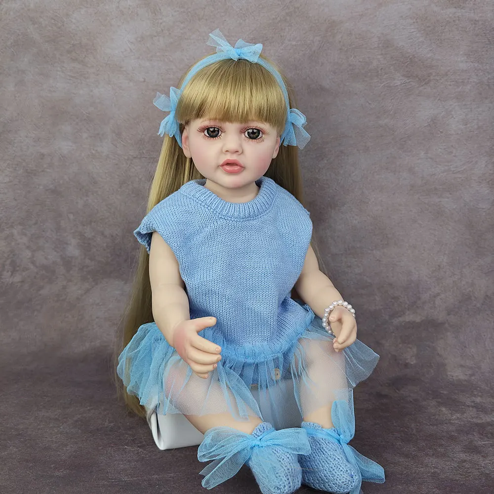 55 ซม.22 นิ้วซิลิโคนนุ่มเต็มรูปแบบ Reborn เด็กทารกเหมือนจริงสาวตุ๊กตาเจ้าหญิงเด็กวัยหัดเดิน Bebe แต่งตัวของเล่นของขวัญวันเกิด