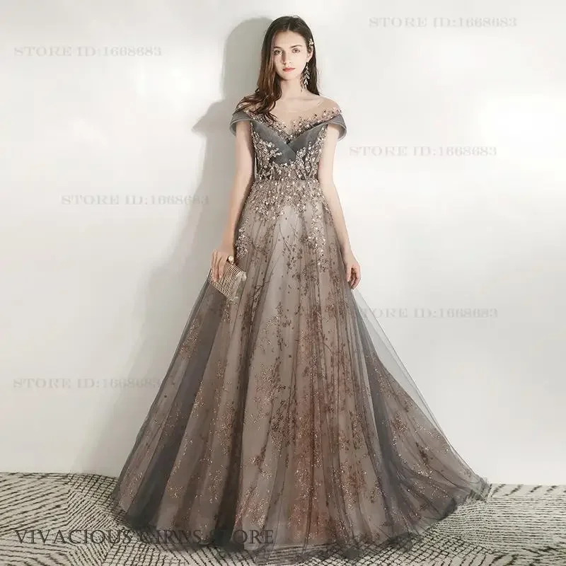 Sexy Hollow Out Mesh Prom Dress Maxi Dress Celebrity Banquet Female Evening Party Dress Sparkling Floor Length Robe De Soiree