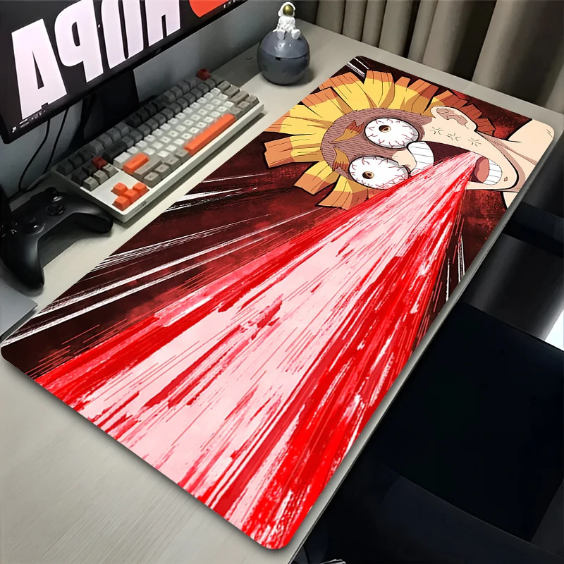 Tapis de souris Manga noir et blanc, ordinateur portable japonais, Anime arc-en-ciel, polymères de bureau, Cool Demon Slayer, Zenitsu, souris Sub PC, clavier jaune lea