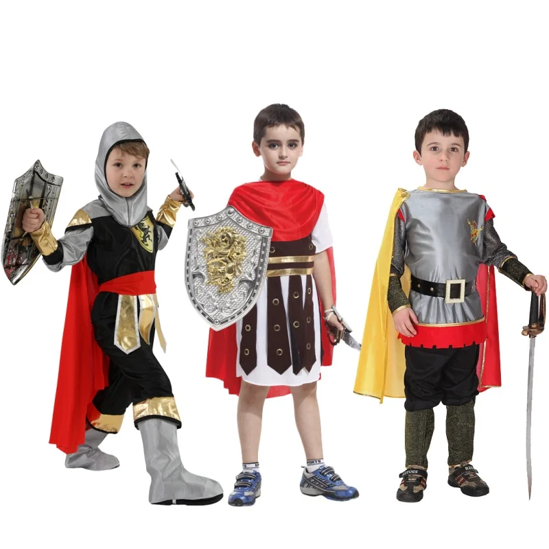 أزياء الملك والأمير للأطفال، أزياء المحارب الروماني والجندي، أزياء الأداء المسرحي، ومجموعات تنكرية للأولاد #5