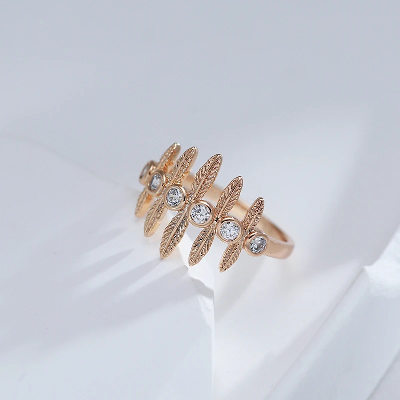 Kinel Hot 585 Rose Gold Color Vintage Ring for Women Unique Creative Natural Zircon Accessories Ethnic Bride Daily Fine jewelry image 4