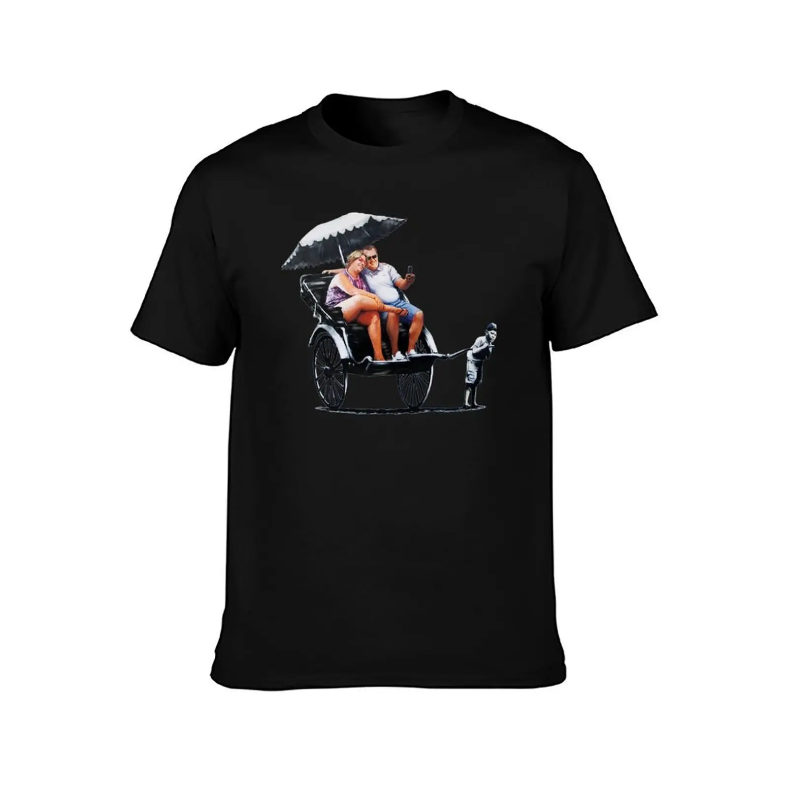 Retro Style Arts Banksy Rickshaw Poster Should Know About T-Shirt Big Size Crew Neck T-Shirt
