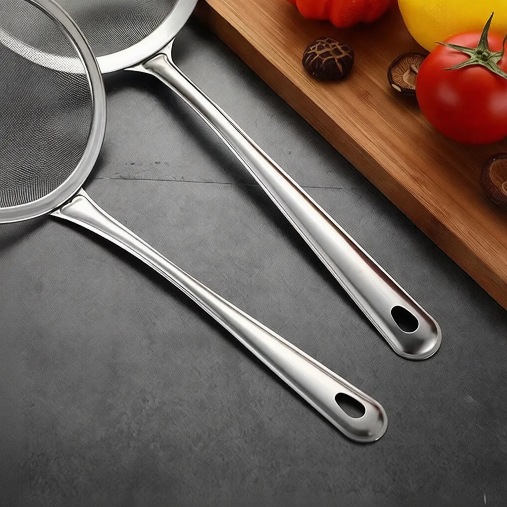 Stainless Steel Mesh Strainer Kitchen Colander Deepened Oil Filter Sieve Scooping Tool Fine Mesh Skimmer Filtering Web Spoon