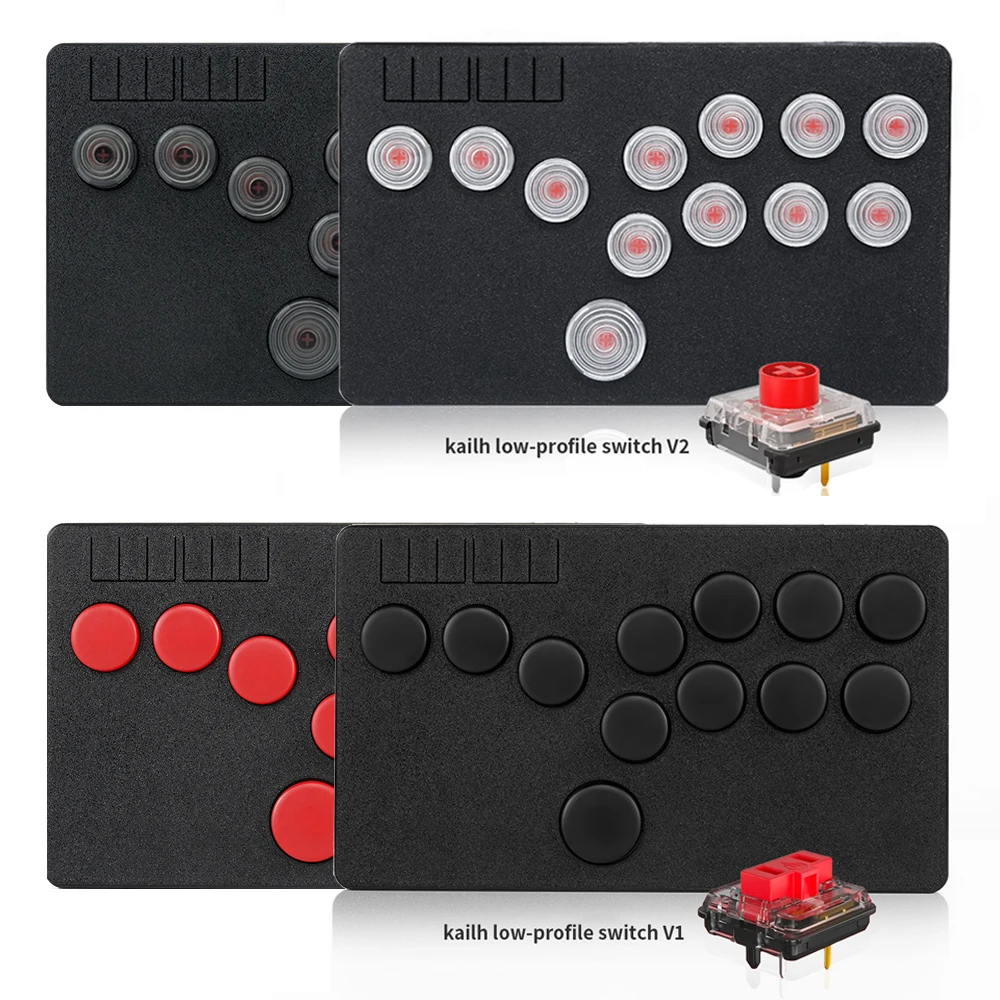 Flatbox Rev4 Updated Version LED Style Arcade Fight Stick Mini Hitbox Buttons Kailh Low-Profile Switch V1&V2 For PC/PS4/Switch