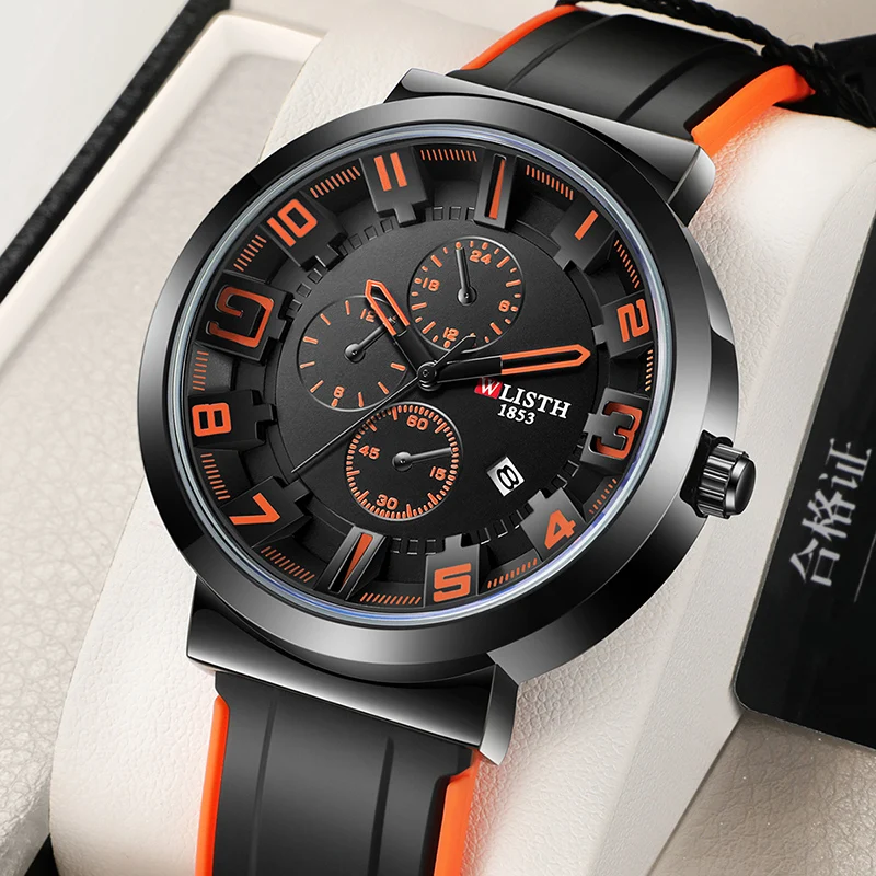 WLISTH Retro Men's Watches Sport Mens Wrist Watch Quartz Watch Waterproof  Wristwatch Gifts for Men Silicone Strap Watche Luxury