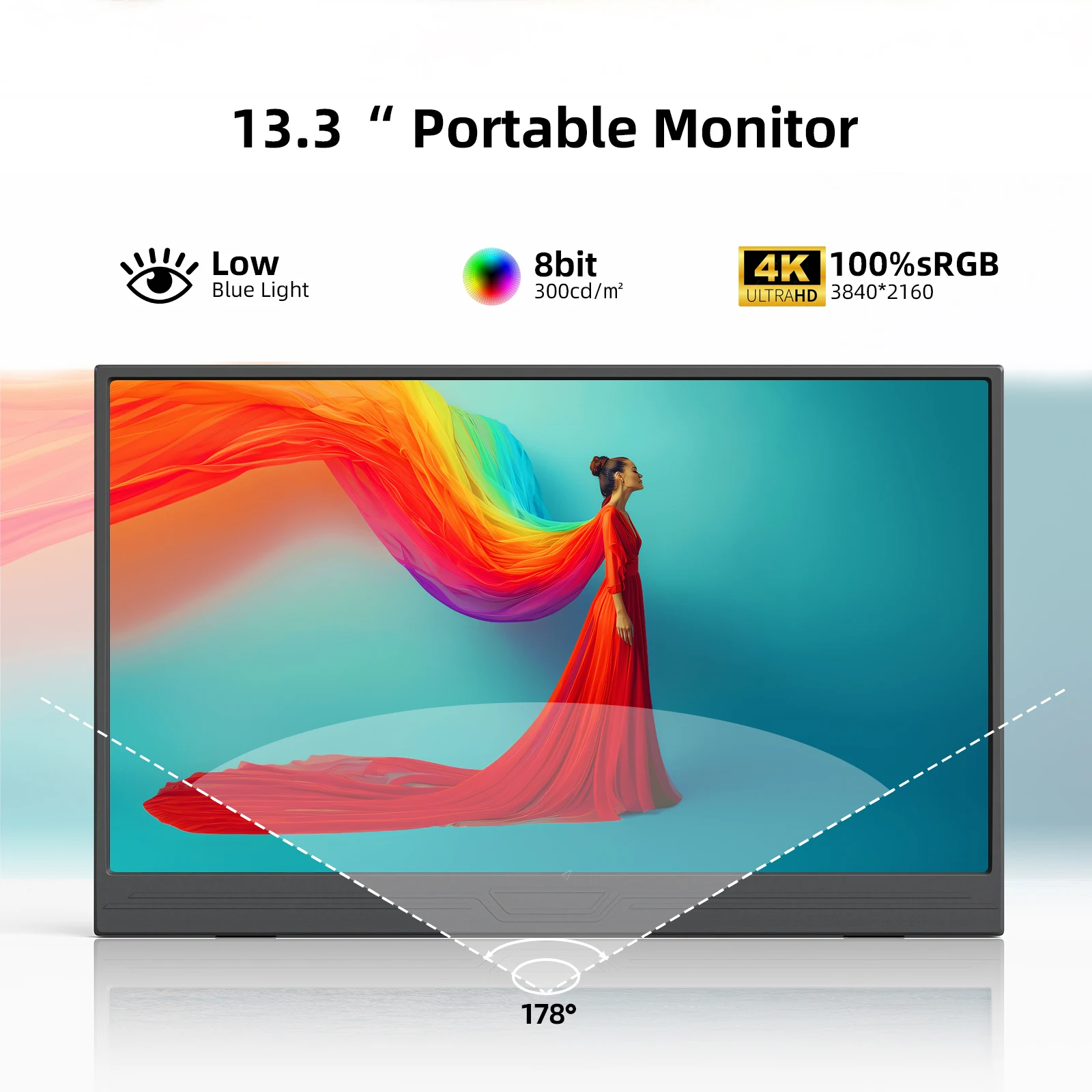 ZSUS 3840*2160 13 بوصة 4K شاشة محمولة 60HZ لأجهزة الكمبيوتر المحمول XBox PS4/5 التبديل صندوق التلفزيون هاتف محمول الكمبيوتر تمديد المحمول