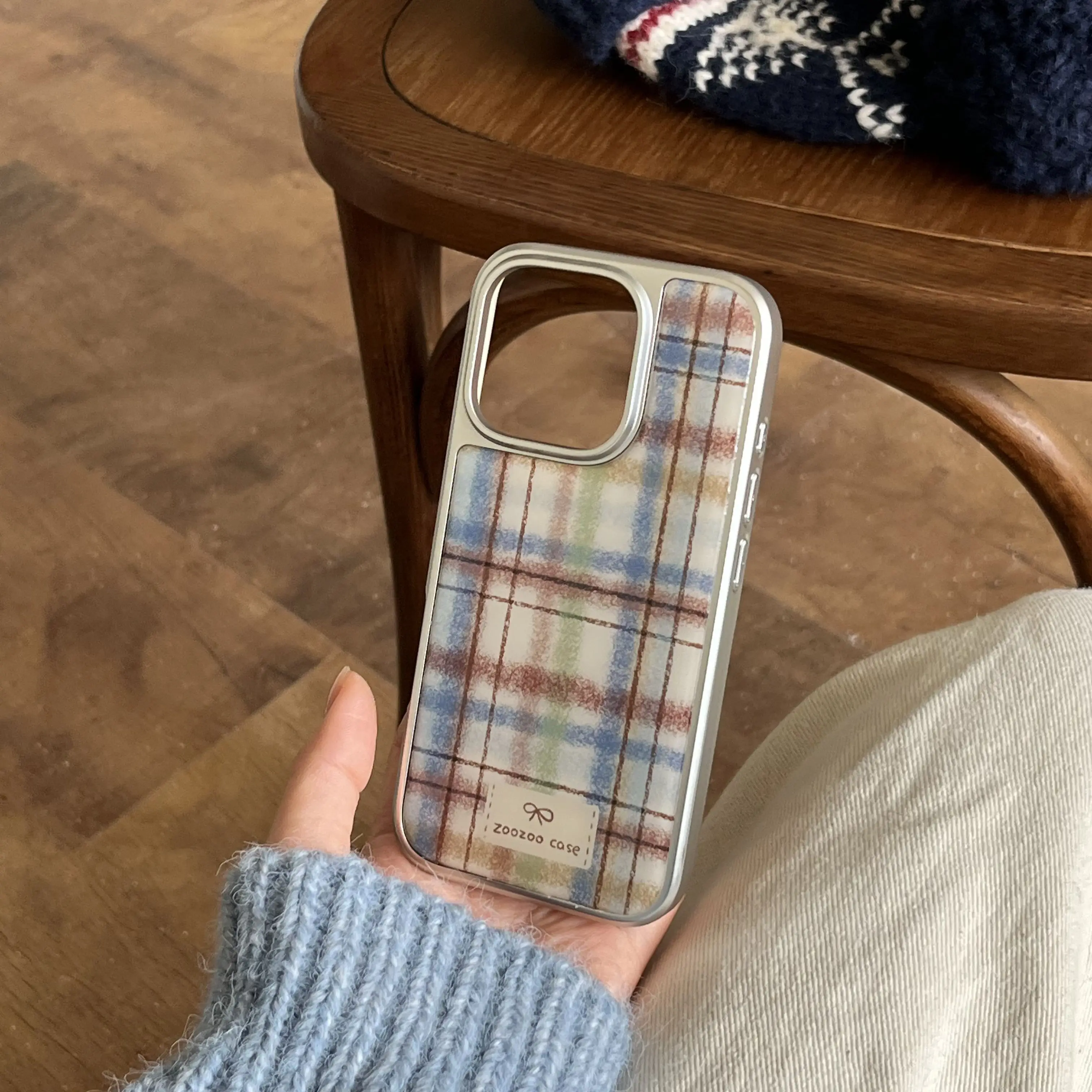Korean INS Vintage Checkers Pattern Electroplated Frame Chic Phone Case for iPhone 16 15 14 13 Pro Max Back Phone Cover Capa