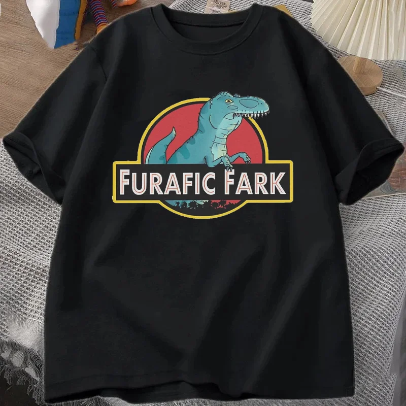 Furafic Fark Dinosaur T-Shirt Summer Men's Tracksuit Short Sleeve Pullover Top Breathable Sportswear Harajuku Fashion Streetwear
