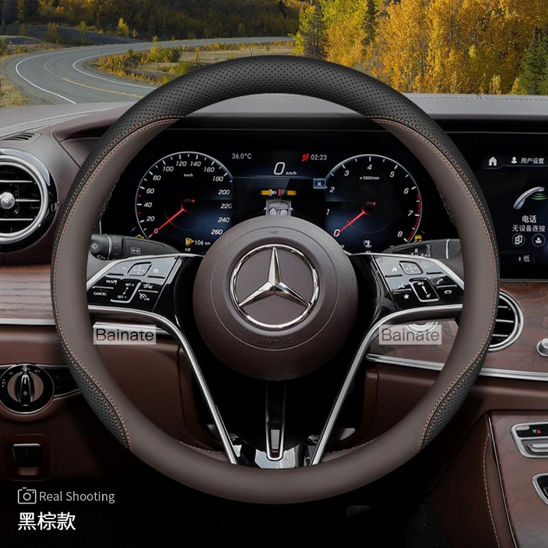 Geeignet für Mercedes-Benz Atmungsaktiver Leder-Lenkradbezug E C Klasse GLE GLC GLA GLB CLS CLA EQB EQE EQS AMG Vito GLS – Detail 11