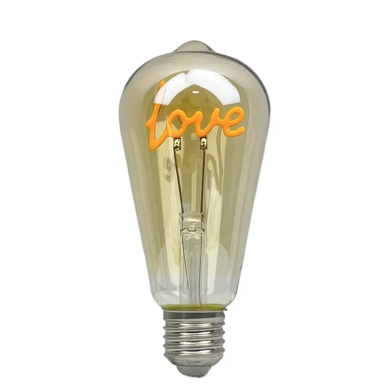 Edison Light Bulb Soft Filament Light G125 LOVE HOME Cat 220V Personalized Creative Letter Light Warm Yellow Decorative Lamps