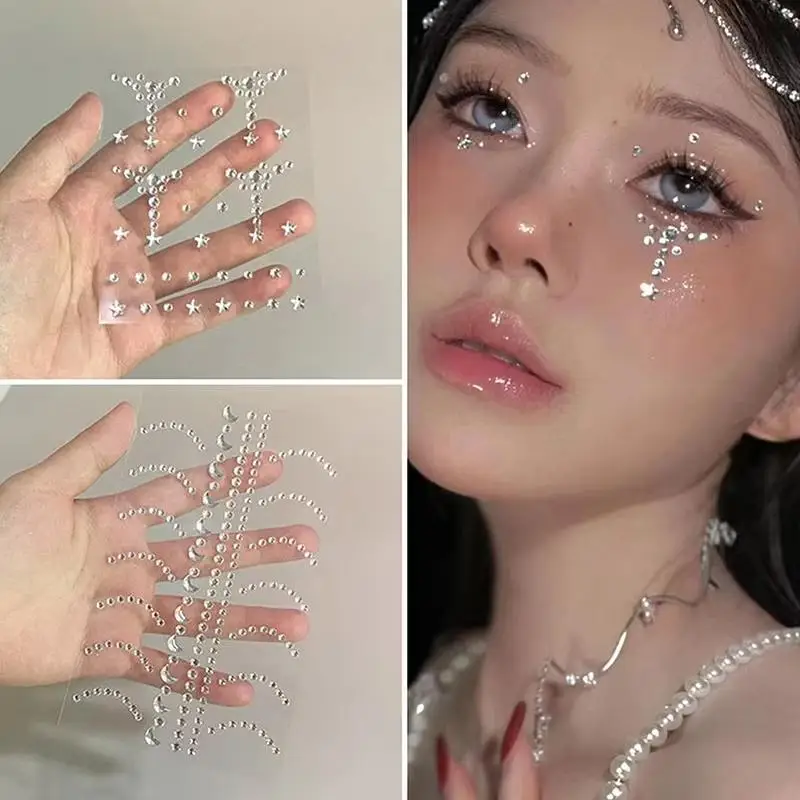 1/3 Sheets DIY Eyes Face Self Adhesive Makeup Temporary Tattoo Beauty Diamonds Jewels Stickers Festival Body Art Decor Nail Art