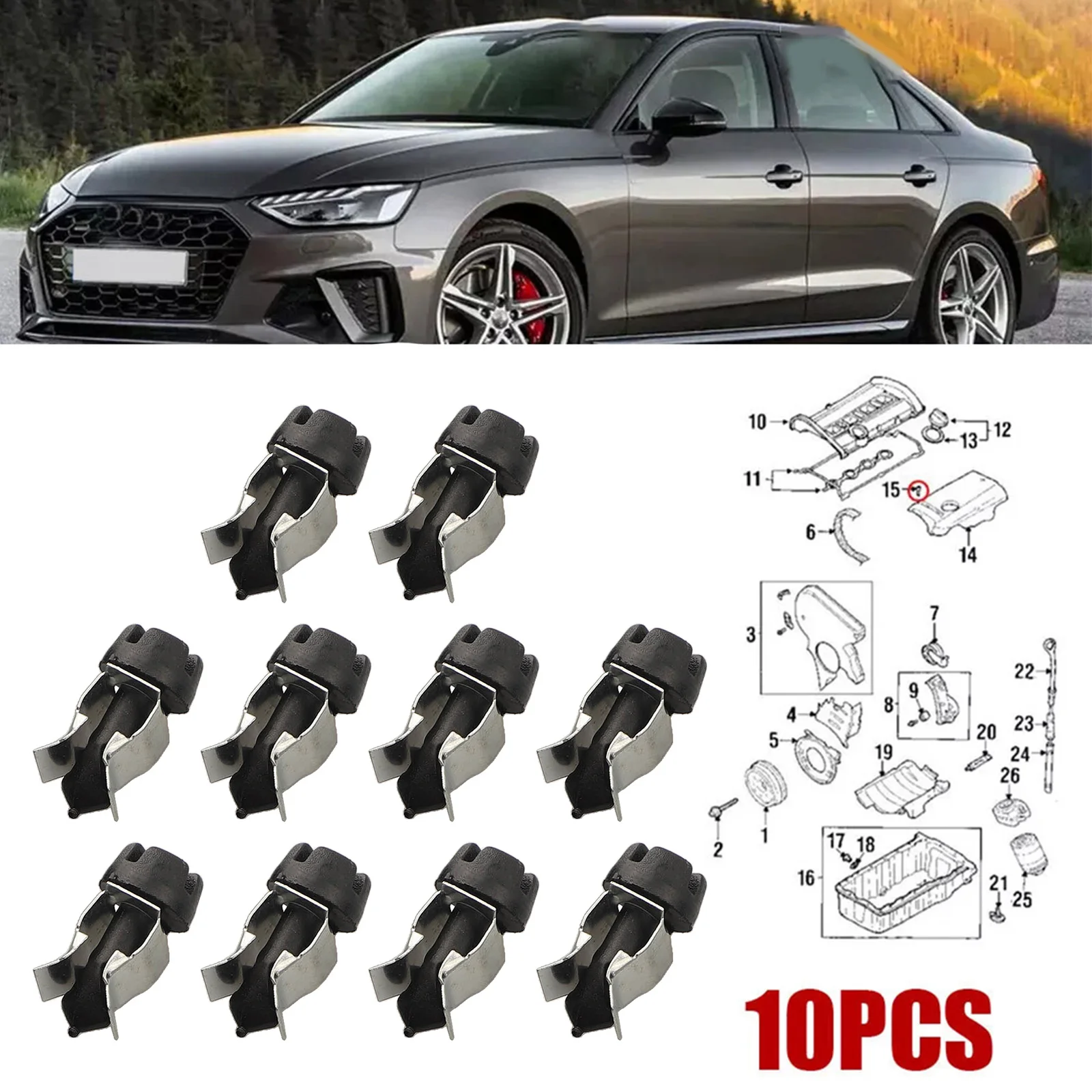 

For A4 For A6 Engine Cylinder Head Stud Car Engine Cylinder Head Cover Alloy Material Brand New Easy Installation