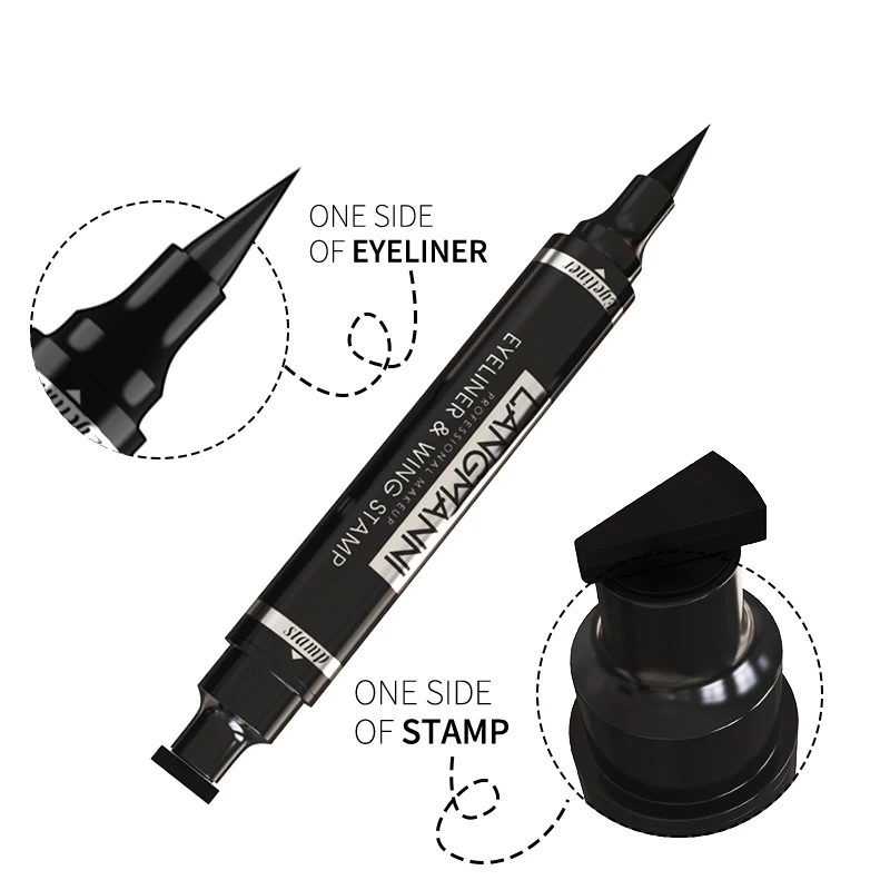 Eyeliner Stift schnell wasserdicht Doppelkopf schwarz langlebige flüssige Augen Make-up Bleistift Katze Stil Stempel Eyeliner Make-up-Tool