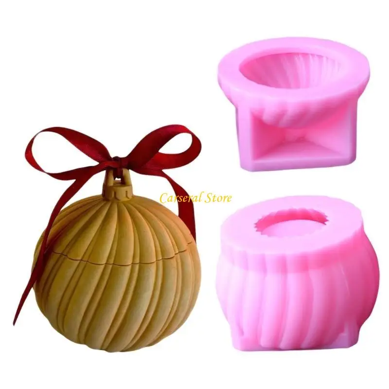 

M4YF Epoxy Resin Storage Container Silicone Mold Sphere Jar With Lid For Candle Holder And Storage Box Christmas