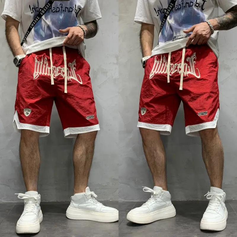 

Qui Dry мужские орты с вышитыми буквами, пять дюймов, тонкие хлопковые повседневные спортивные пляжные брюки со средней талией, свободный крой, лето