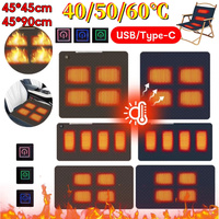4 Heated Areas Heated Warming Seat Cushion Portable Heating Pad Thickened Type C/USB Charging for Winter Outdoor Stadium Fishing