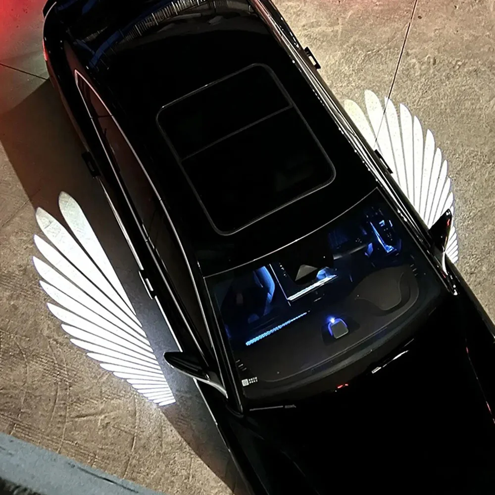 Universal Angel Wings Carpet Light Carpet Projection Lamp Rearview Mirror Exterior Welcome Door Decoration Light For Benz Toyota