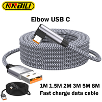 NNBILI 6A Elbow USB Type C Fast Charge 3m 5m 8m Phone Extend Charging Cable for Samsung Huawei Xiaomi Oppo OnePlus VR Camera